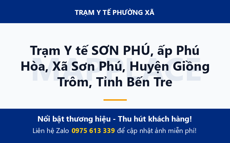Trạm Y tế SƠN PHÚ, ấp Phú Hòa, Xã Sơn Phú, Huyện Giồng Trôm, Tỉnh Bến Tre