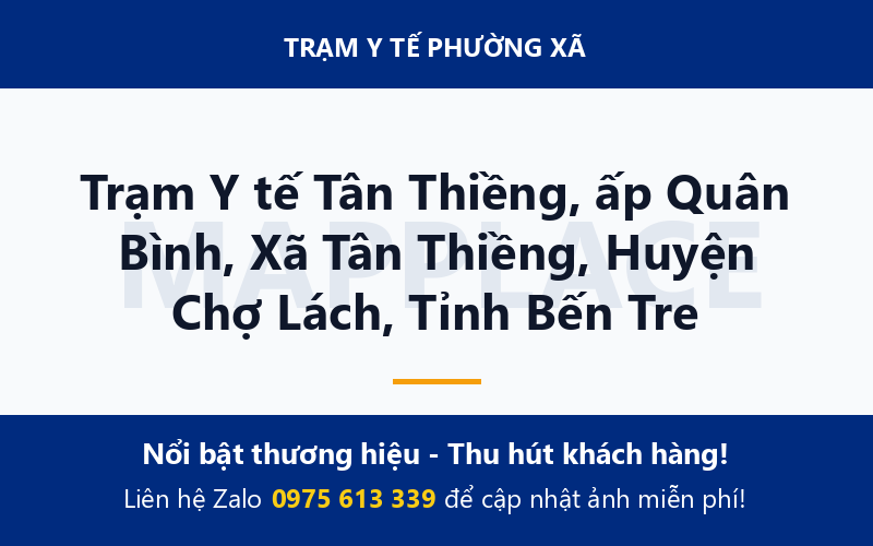 Trạm Y tế Tân Thiềng, ấp Quân Bình, Xã Tân Thiềng, Huyện Chợ Lách, Tỉnh Bến Tre