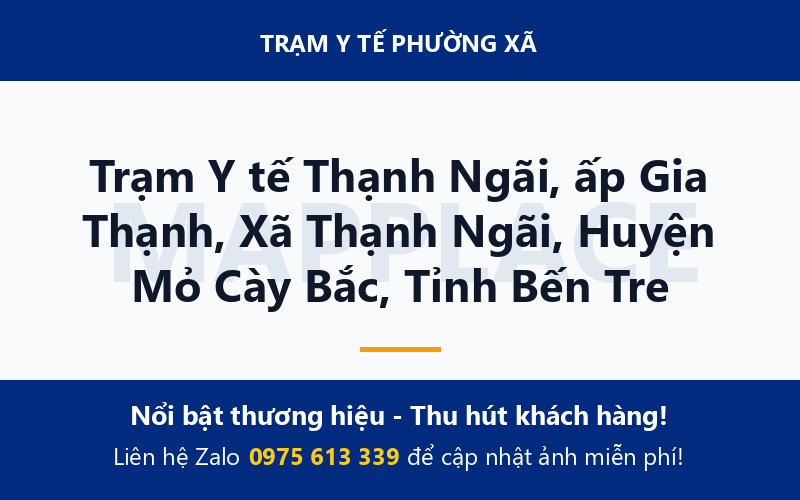 Trạm Y tế Thạnh Ngãi, ấp Gia Thạnh, Xã Thạnh Ngãi, Huyện Mỏ Cày Bắc, Tỉnh Bến Tre