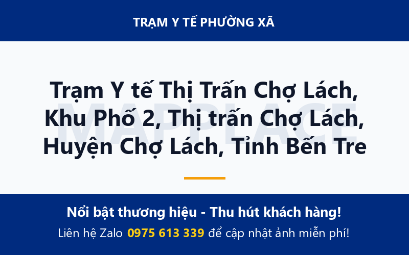 Trạm Y tế Thị Trấn Chợ Lách, Khu Phố 2, Thị trấn Chợ Lách, Huyện Chợ Lách, Tỉnh Bến Tre