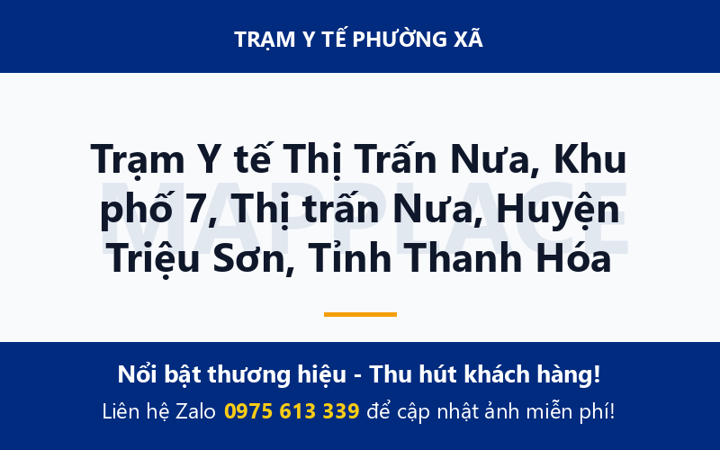 Trạm Y tế Thị Trấn Nưa, Khu phố 7, Thị trấn Nưa, Huyện Triệu Sơn, Tỉnh Thanh Hóa