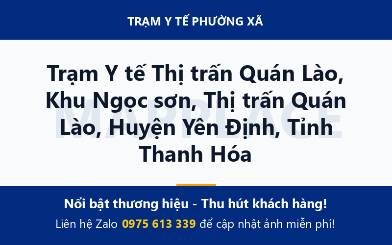 Trạm Y tế Thị trấn Quán Lào, Khu Ngọc sơn, Thị trấn Quán Lào, Huyện Yên Định, Tỉnh Thanh Hóa