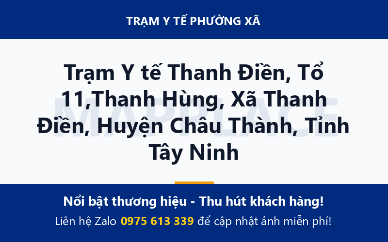 Trạm Y tế Thanh Điền, Tổ 11,Thanh Hùng, Xã Thanh Điền, Huyện Châu Thành, Tỉnh Tây Ninh