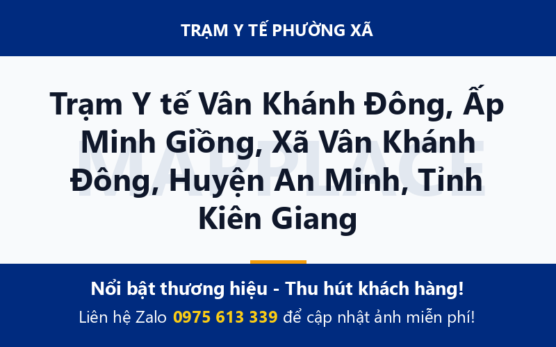 Trạm Y tế Vân Khánh Đông, Ấp Minh Giồng, Xã Vân Khánh Đông, Huyện An Minh, Tỉnh Kiên Giang