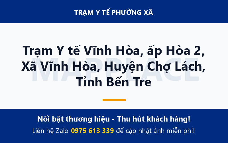Trạm Y tế Vĩnh Hòa, ấp Hòa 2, Xã Vĩnh Hòa, Huyện Chợ Lách, Tỉnh Bến Tre