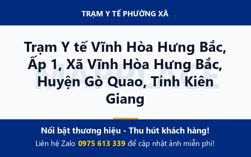Trạm Y tế Vĩnh Hòa Hưng Bắc, Ấp 1, Xã Vĩnh Hòa Hưng Bắc, Huyện Gò Quao, Tỉnh Kiên Giang