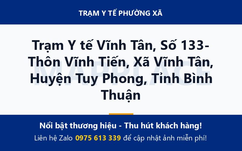 Trạm Y tế Vĩnh Tân, Số 133- Thôn Vĩnh Tiến, Xã Vĩnh Tân, Huyện Tuy Phong, Tỉnh Bình Thuận