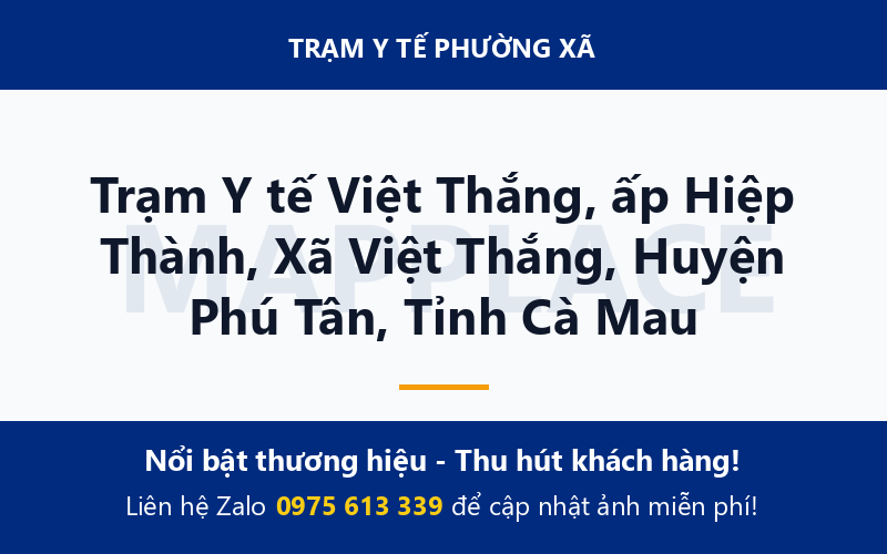 Trạm Y tế Việt Thắng, ấp Hiệp Thành, Xã Việt Thắng, Huyện Phú Tân, Tỉnh Cà Mau