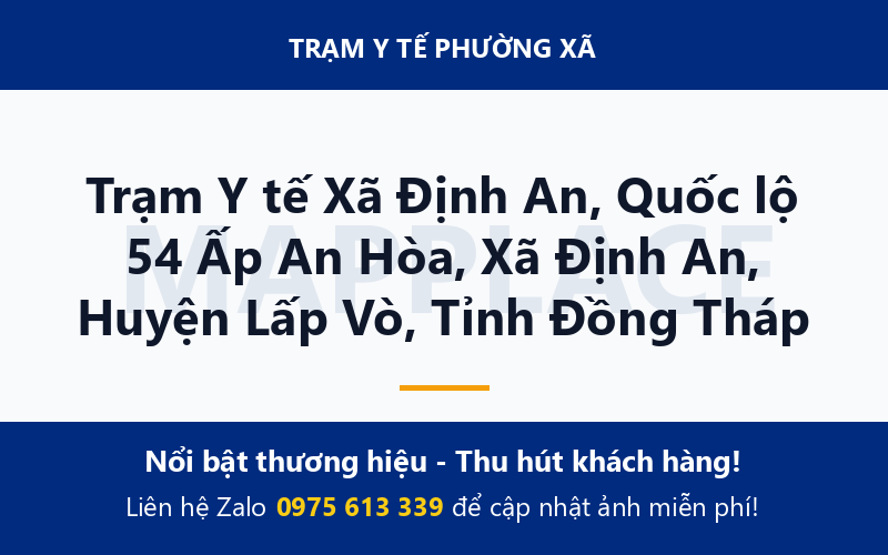Trạm Y tế Xã Định An, Quốc lộ 54 Ấp An Hòa, Xã Định An, Huyện Lấp Vò, Tỉnh Đồng Tháp