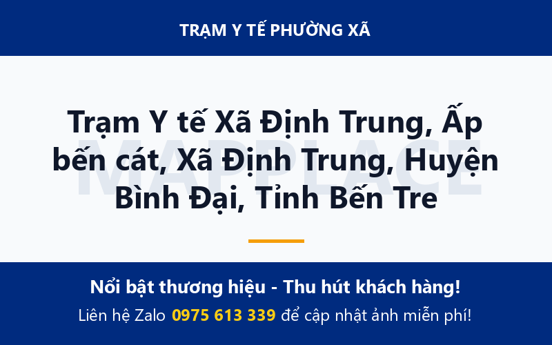 Trạm Y tế Xã Định Trung, Ấp bến cát, Xã Định Trung, Huyện Bình Đại, Tỉnh Bến Tre