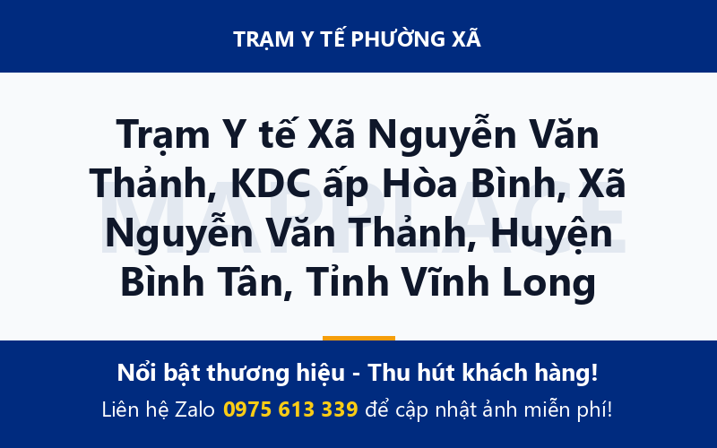 Trạm Y tế Xã Nguyễn Văn Thảnh, KDC ấp Hòa Bình, Xã Nguyễn Văn Thảnh, Huyện Bình Tân, Tỉnh Vĩnh Long