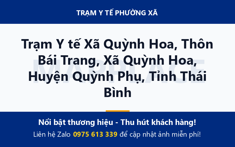 Trạm Y tế Xã Quỳnh Hoa, Thôn Bái Trang, Xã Quỳnh Hoa, Huyện Quỳnh Phụ, Tỉnh Thái Bình