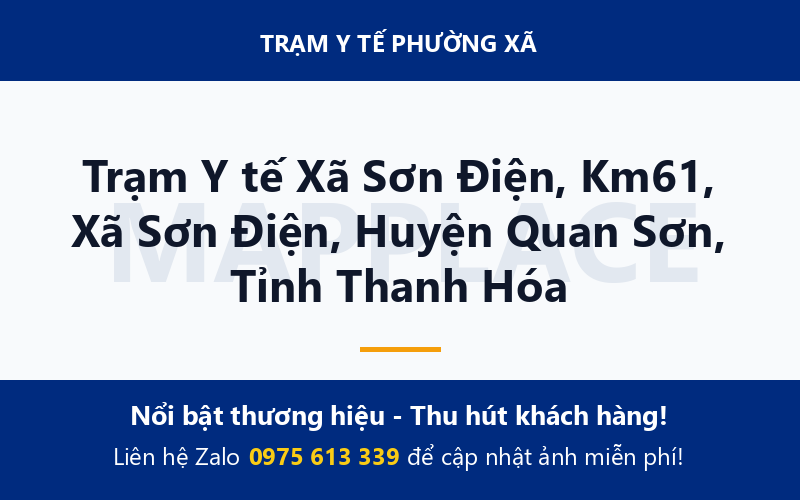 Trạm Y tế Xã Sơn Điện, Km61, Xã Sơn Điện, Huyện Quan Sơn, Tỉnh Thanh Hóa