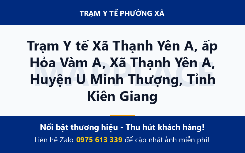 Trạm Y tế Xã Thạnh Yên A, ấp Hỏa Vàm A, Xã Thạnh Yên A, Huyện U Minh Thượng, Tỉnh Kiên Giang
