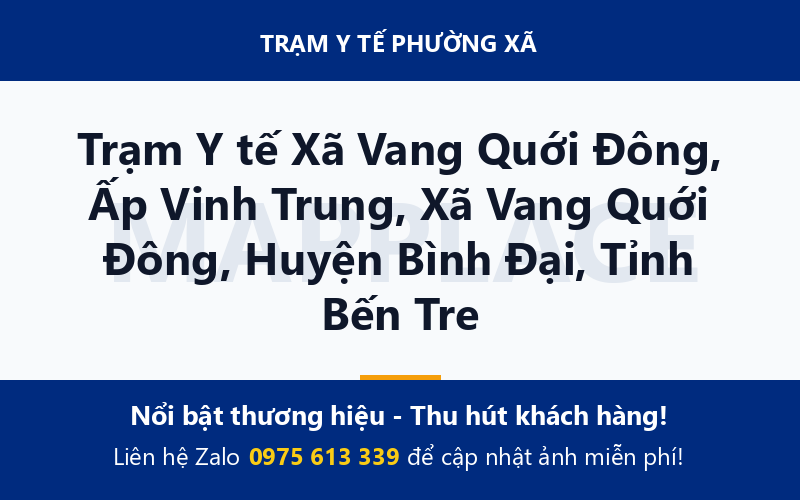 Trạm Y tế Xã Vang Quới Đông, Ấp Vinh Trung, Xã Vang Quới Đông, Huyện Bình Đại, Tỉnh Bến Tre