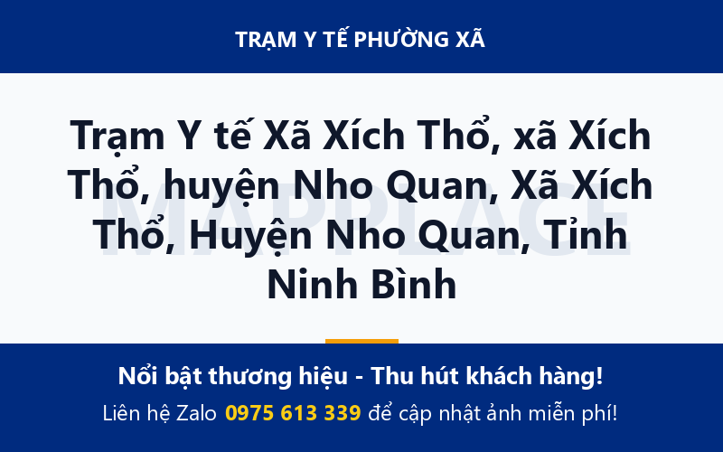 Trạm Y tế Xã Xích Thổ, xã Xích Thổ, huyện Nho Quan, Xã Xích Thổ, Huyện Nho Quan, Tỉnh Ninh Bình