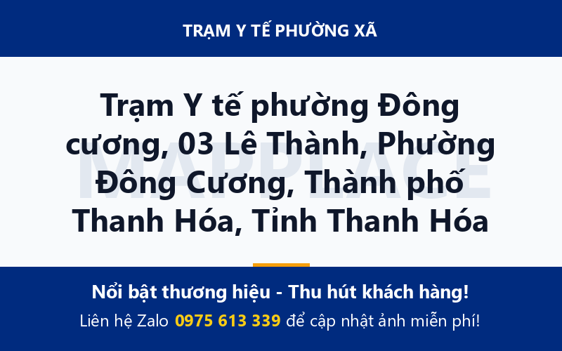 Trạm Y tế phường Đông cương, 03 Lê Thành, Phường Đông Cương, Thành phố Thanh Hóa, Tỉnh Thanh Hóa