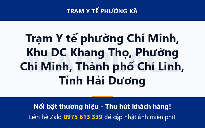 Trạm Y tế phường Chí Minh, Khu DC Khang Thọ, Phường Chí Minh, Thành phố Chí Linh, Tỉnh Hải Dương
