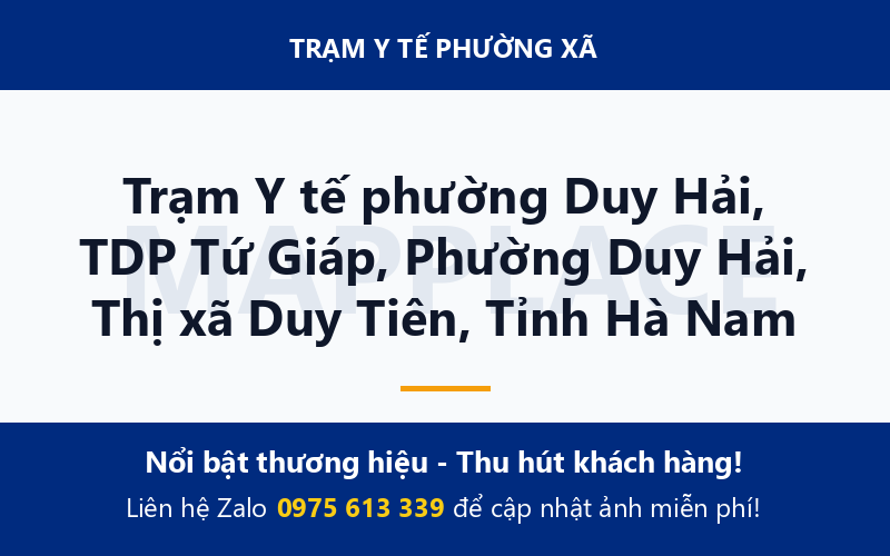 Trạm Y tế phường Duy Hải, TDP Tứ Giáp, Phường Duy Hải, Thị xã Duy Tiên, Tỉnh Hà Nam