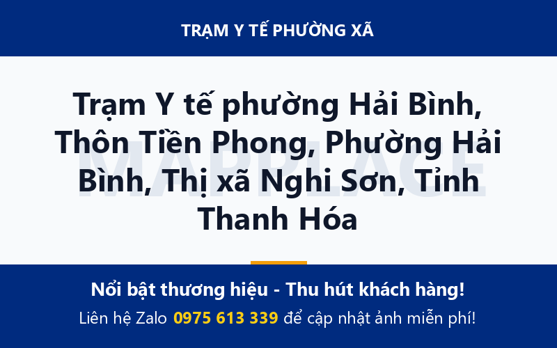 Trạm Y tế phường Hải Bình, Thôn Tiền Phong, Phường Hải Bình, Thị xã Nghi Sơn, Tỉnh Thanh Hóa
