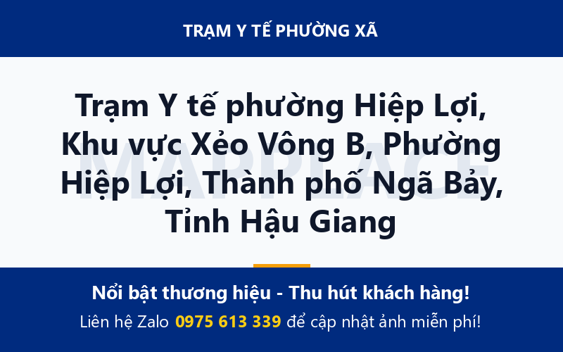 Trạm Y tế phường Hiệp Lợi, Khu vực Xẻo Vông B, Phường Hiệp Lợi, Thành phố Ngã Bảy, Tỉnh Hậu Giang