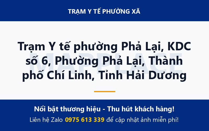 Trạm Y tế phường Phả Lại, KDC số 6, Phường Phả Lại, Thành phố Chí Linh, Tỉnh Hải Dương