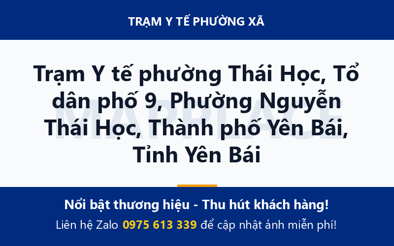 Trạm Y tế phường Thái Học, Tổ dân phố 9, Phường Nguyễn Thái Học, Thành phố Yên Bái, Tỉnh Yên Bái