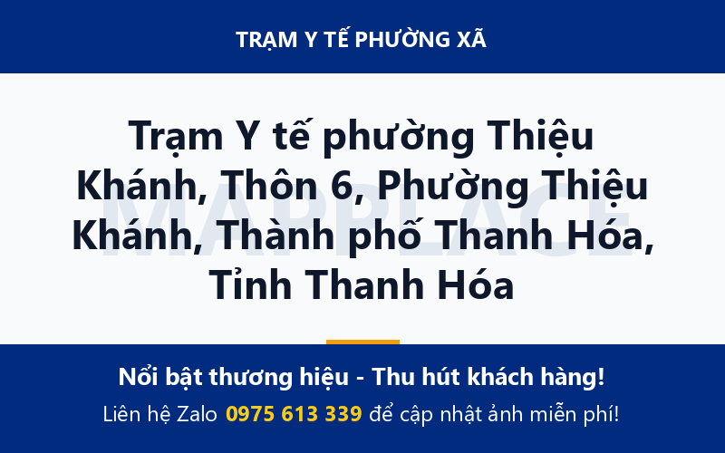 Trạm Y tế phường Thiệu Khánh, Thôn 6, Phường Thiệu Khánh, Thành phố Thanh Hóa, Tỉnh Thanh Hóa