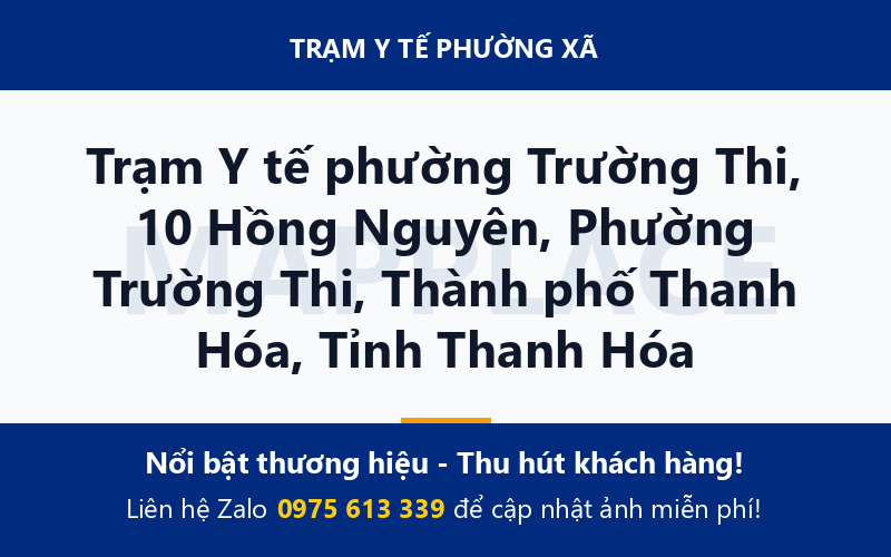 Trạm Y tế phường Trường Thi, 10 Hồng Nguyên, Phường Trường Thi, Thành phố Thanh Hóa, Tỉnh Thanh Hóa