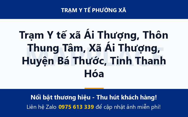 Trạm Y tế xã Ái Thượng, Thôn Thung Tâm, Xã Ái Thượng, Huyện Bá Thước, Tỉnh Thanh Hóa