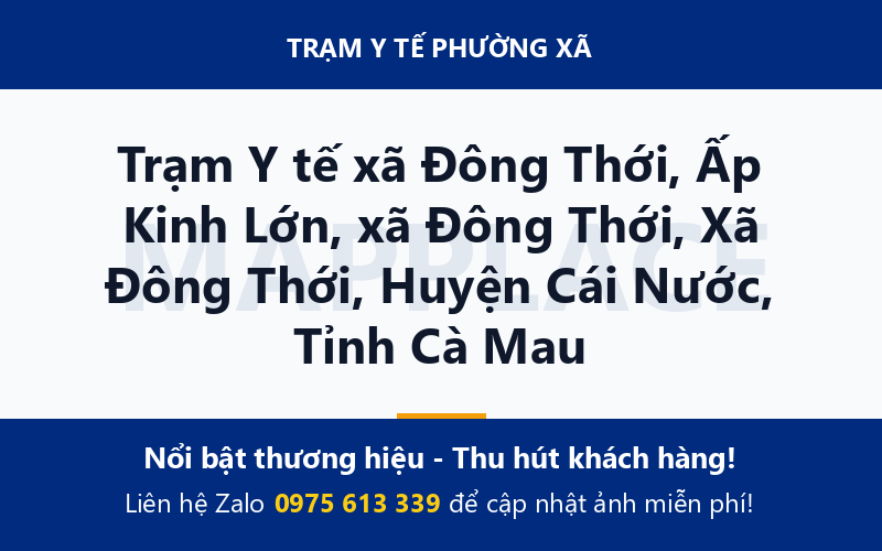 Trạm Y tế xã Đông Thới, Ấp Kinh Lớn, xã Đông Thới, Xã Đông Thới, Huyện Cái Nước, Tỉnh Cà Mau