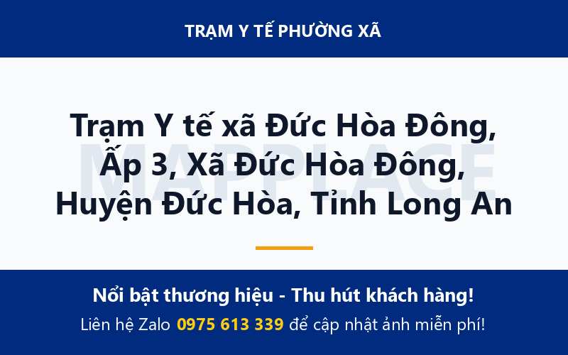 Trạm Y tế xã Đức Hòa Đông, Ấp 3, Xã Đức Hòa Đông, Huyện Đức Hòa, Tỉnh Long An