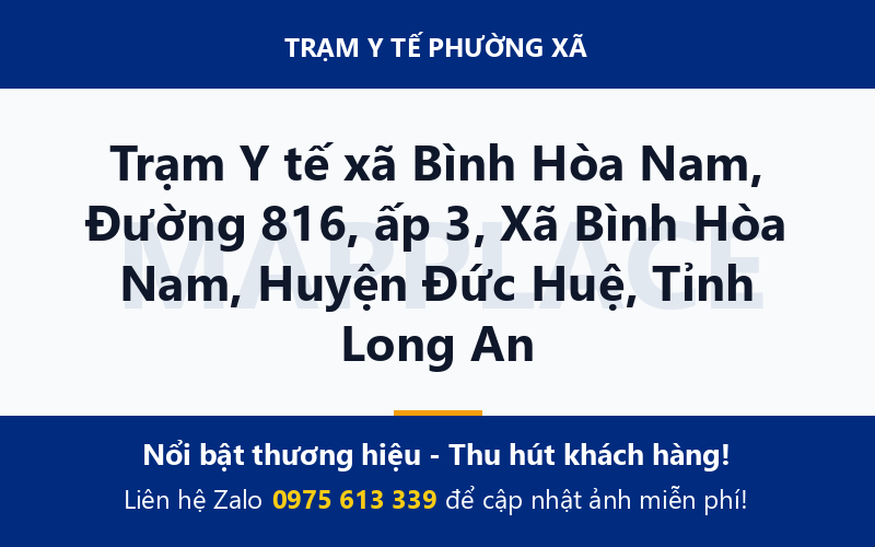 Trạm Y tế xã Bình Hòa Nam, Đường 816, ấp 3, Xã Bình Hòa Nam, Huyện Đức Huệ, Tỉnh Long An