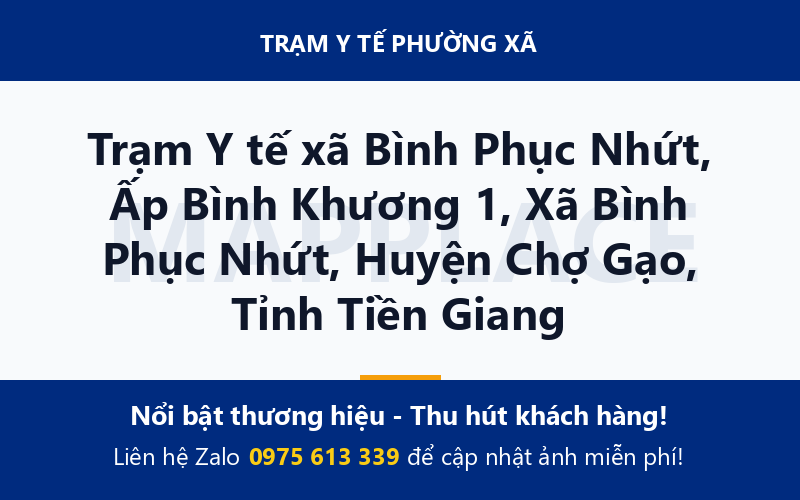 Trạm Y tế xã Bình Phục Nhứt, Ấp Bình Khương 1, Xã Bình Phục Nhứt, Huyện Chợ Gạo, Tỉnh Tiền Giang