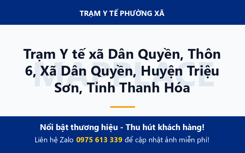 Trạm Y tế xã Dân Quyền, Thôn 6, Xã Dân Quyền, Huyện Triệu Sơn, Tỉnh Thanh Hóa