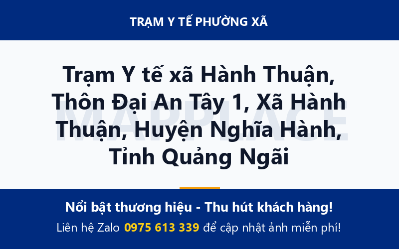 Trạm Y tế xã Hành Thuận, Thôn Đại An Tây 1, Xã Hành Thuận, Huyện Nghĩa Hành, Tỉnh Quảng Ngãi