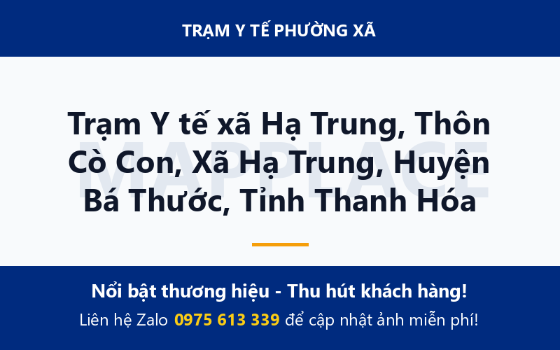 Trạm Y tế xã Hạ Trung, Thôn Cò Con, Xã Hạ Trung, Huyện Bá Thước, Tỉnh Thanh Hóa