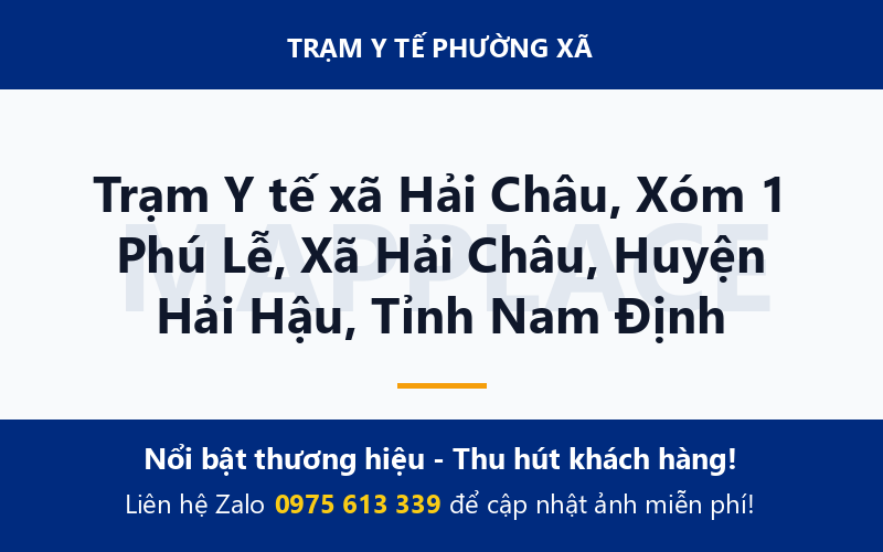 Trạm Y tế xã Hải Châu, Xóm 1 Phú Lễ, Xã Hải Châu, Huyện Hải Hậu, Tỉnh Nam Định