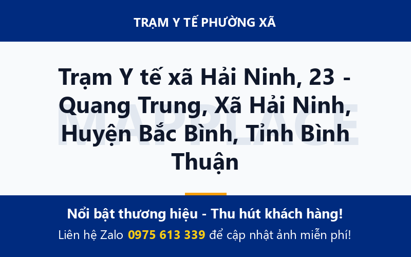Trạm Y tế xã Hải Ninh, 23 - Quang Trung, Xã Hải Ninh, Huyện Bắc Bình, Tỉnh Bình Thuận