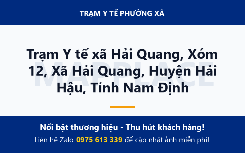 Trạm Y tế xã Hải Quang, Xóm 12, Xã Hải Quang, Huyện Hải Hậu, Tỉnh Nam Định