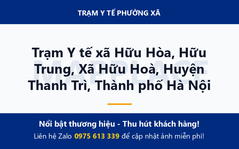 Trạm Y tế xã Hữu Hòa, Hữu Trung, Xã Hữu Hoà, Huyện Thanh Trì, Thành phố Hà Nội
