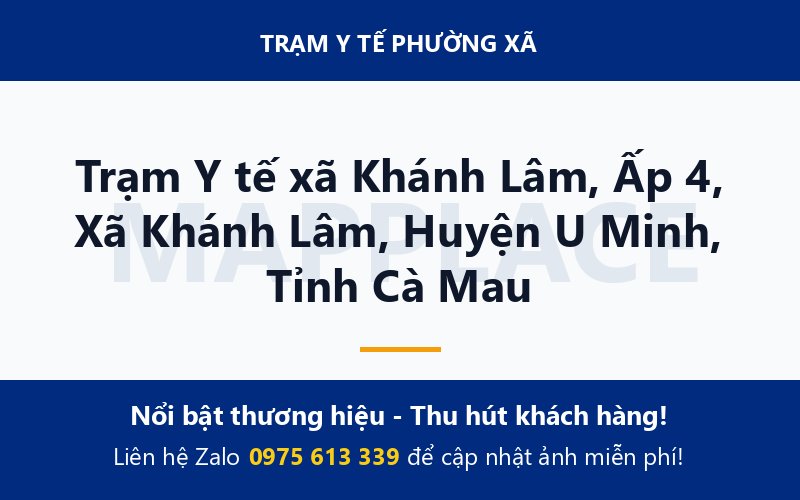 Trạm Y tế xã Khánh Lâm, Ấp 4, Xã Khánh Lâm, Huyện U Minh, Tỉnh Cà Mau