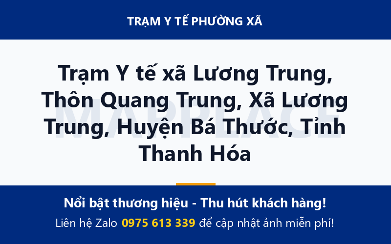 Trạm Y tế xã Lương Trung, Thôn Quang Trung, Xã Lương Trung, Huyện Bá Thước, Tỉnh Thanh Hóa