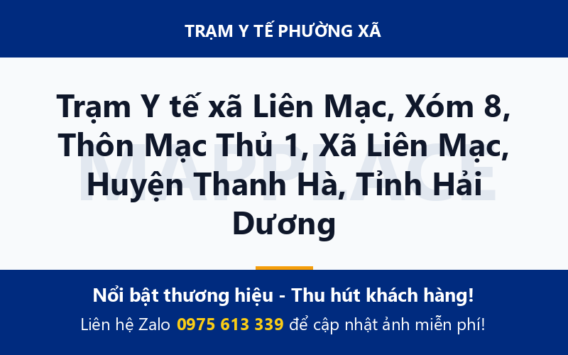 Trạm Y tế xã Liên Mạc, Xóm 8, Thôn Mạc Thủ 1, Xã Liên Mạc, Huyện Thanh Hà, Tỉnh Hải Dương