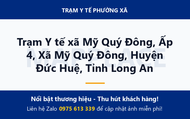 Trạm Y tế xã Mỹ Quý Đông, Ấp 4, Xã Mỹ Quý Đông, Huyện Đức Huệ, Tỉnh Long An