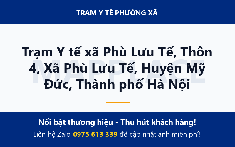 Trạm Y tế xã Phù Lưu Tế, Thôn 4, Xã Phù Lưu Tế, Huyện Mỹ Đức, Thành phố Hà Nội