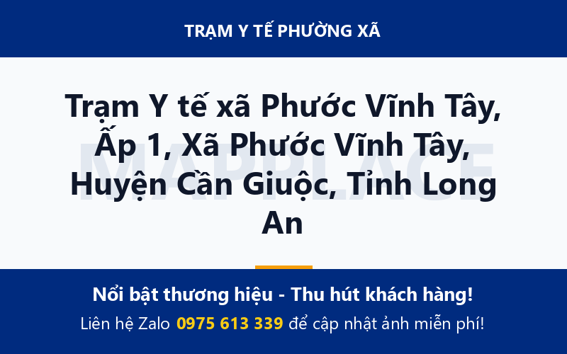 Trạm Y tế xã Phước Vĩnh Tây, Ấp 1, Xã Phước Vĩnh Tây, Huyện Cần Giuộc, Tỉnh Long An