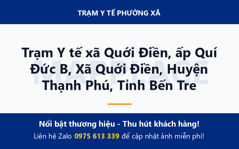 Trạm Y tế xã Quới Điền, ấp Quí Đức B, Xã Quới Điền, Huyện Thạnh Phú, Tỉnh Bến Tre