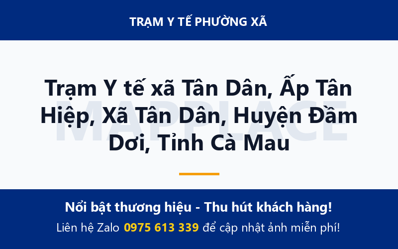 Trạm Y tế xã Tân Dân, Ấp Tân Hiệp, Xã Tân Dân, Huyện Đầm Dơi, Tỉnh Cà Mau