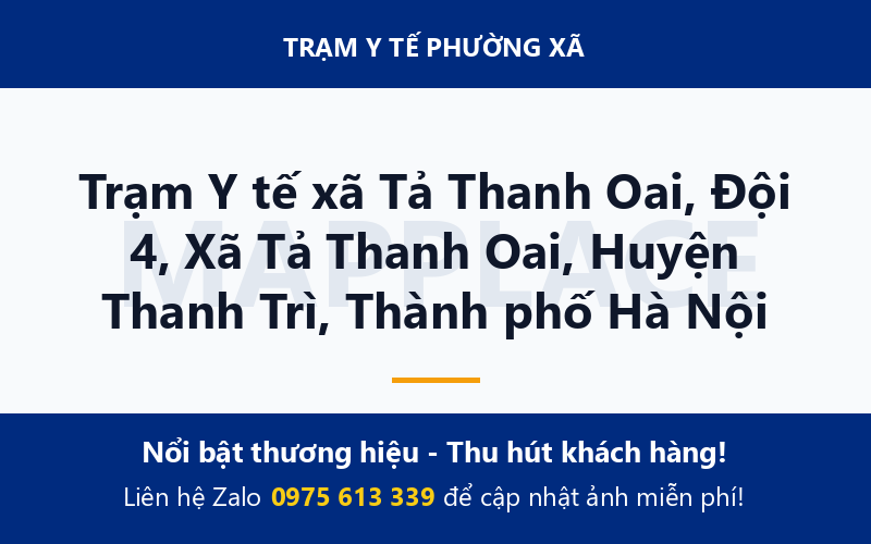 Trạm Y tế xã Tả Thanh Oai, Đội 4, Xã Tả Thanh Oai, Huyện Thanh Trì, Thành phố Hà Nội